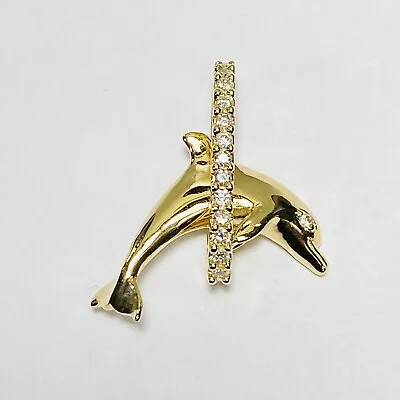 Wyland Sultan Hawaii Na Hoku 14K Gold Diamond Dolphin Jumping Hoop Pendant 4.7g • $880