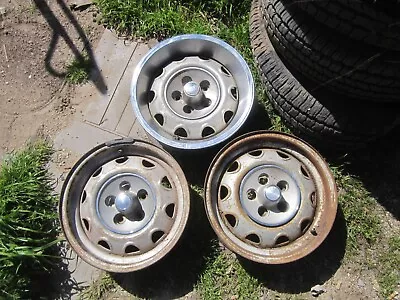 63-76 Mopar A Body Small Bolt 4  14x5.5 Steel Rally Wheels Rims 3 W/ Center Caps • $350