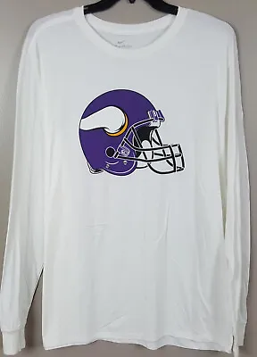 Nike Minnesota Vikings Team-issued Helmet Ls Shirt White Purple Rare New (2xl) • $31.49