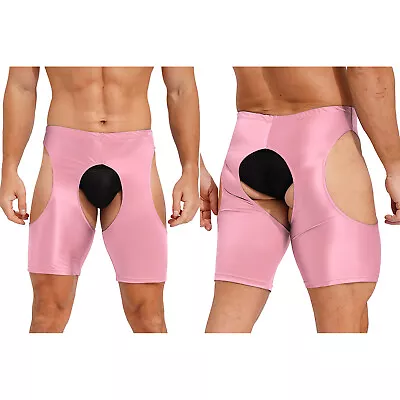 US Men Hollow Out Underwear Cut Out Shorts Glossy Silky Hot Pants Sexy Nightwear • $0.10