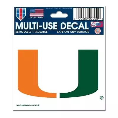 Miami Hurricanes 3 X4  Multi Use Decal [NEW] NCAA Cling Car Truck Sticker • $3.95