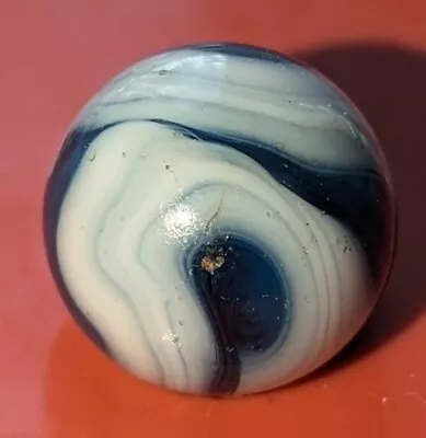 Htf Heaton Agate Blue Denim Marble  5/8  Vintage Glass • $13