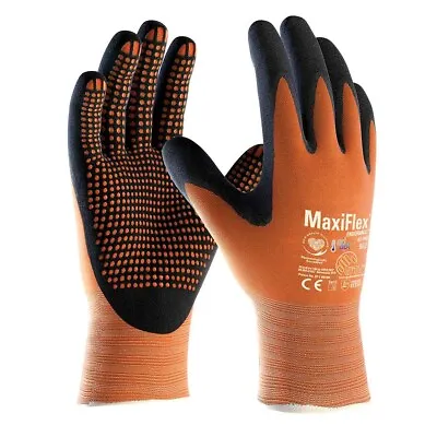 ATG MaxiFlex 42-848 Endurance Nitrile Work Gripper Gloves Micro Foam Palm Dotted • £11.99