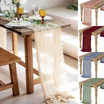 Semi-Sheer Gauze Table Runner Sage Cheesecloth Table Setting Wedding Party Decor • £5.27