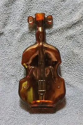 8  Vintage Violin Cello Shaped Amber Brown Cork Glass Bottle Famous Crystal Cave • $13.99