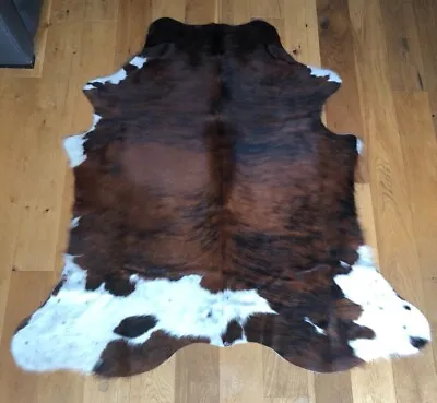 Natural Cow Hide  Rug Leather Skin TRIcolour  COWHIDE LEATHER RUGS Cow Skin Rug • £179