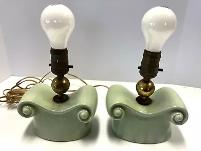 NICE PAIR ~ Vintage  Mid Century Modern MCM Ceramic Side Table Lamps   K • $30