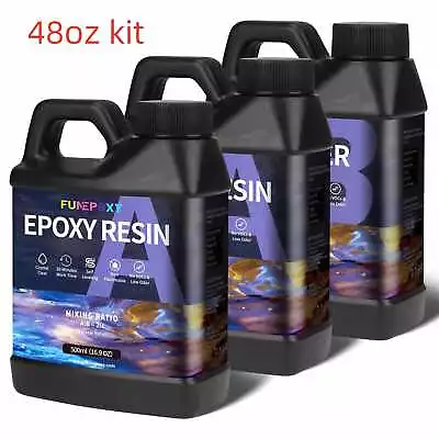 Clear Epoxy Resin Kit - 24oz/48oz/96oz/192oz/3 Gallons - 2:1 By Weight Deep Pour • $30.99