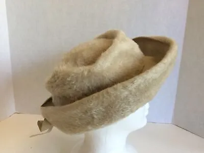 Vintage Marche Taupe Faux Fur Ladies Hat W/ Taupe Bow • $15.29