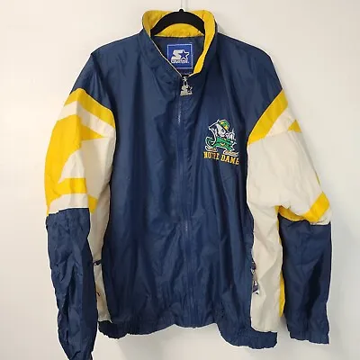 Vintage Starter Notre Dame Fighting Irish XL Wind Breaker Jacket Mens XLarge • $43.99