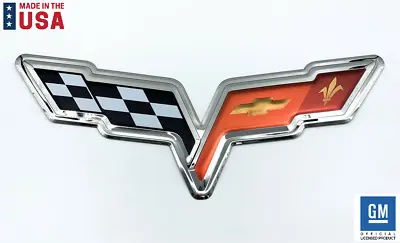 Chevrolet Corvette C6 Crossed Flags Logo Emblem Metal Sign - Licensed (9 X22 ) • $69.95