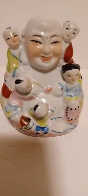 Vintage Chinese Porcelain Laughing Buddha With Five Children Statue Figurine 4  • £142.52