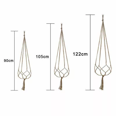 Macrame Jute Plant Hanger Flower Pot Holder Wall Art Garden Hanging Rope 3 Sizes • £3.60