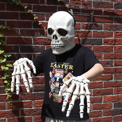 £20.95 • Buy Adult Life Size Halloween Skull Mask + Pair Skeleton Hands Ghost Cosplay Props