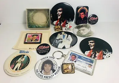 Elvis Presley Memorabilia Lot Of 15 (Pins Soap Keychain) • $39