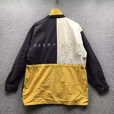 VIntage Perry Ellis America Jacket Men's Medium M Snap Button Navy White Yellow • $19.99