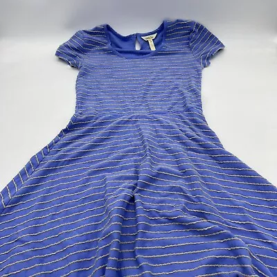 MATILDA JANE Women Exploration Dress S Blue Striped Short Sleeve Scoop Neck • $24.97