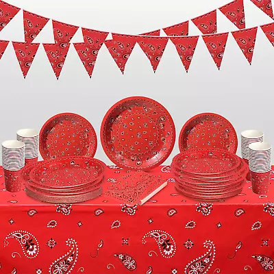 123 Pcs Western Cowboy Party Decoration Include 1 Plastic Paisley Print • £48.20