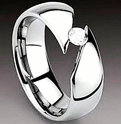Titanium Highly Polished TENSION RING With 4mm Round Brilliant Cut CZ Size 11 • $17.65