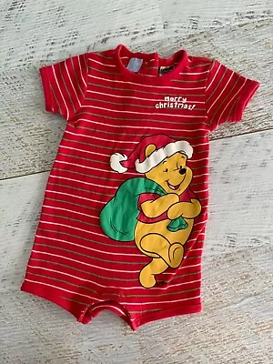 Disney Baby Boys Girls  SZ 3-6 Mths Onepiece  Allinone CHRISTMAS POOH BEAR • $7.90