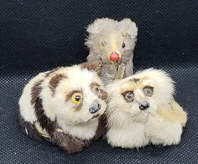 Vintage Real Fur Miniature West Germany Toy Animals Panda Mouse Dog Dollhouse    • $19.99