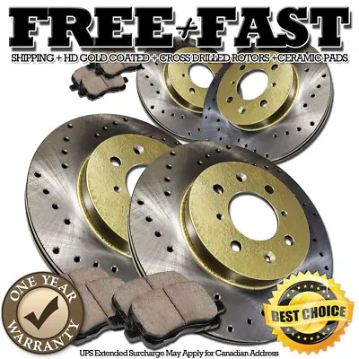 J0555 FIT 2005 2006 2007 Kia Spectra Drilled Brake Rotors Ceramic Pads F+R GOLD • $185.59