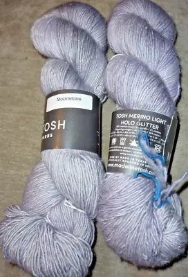 2 Skeins Of Madelinetosh Tosh Merino Light+ Holo Glitter- Moonstone • $49.99