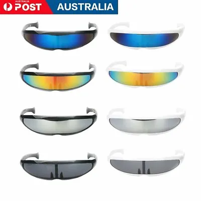 Futuristic Mirrored Lens Sunglasses Space Costume Narrow Cyclops Sunglasses • $12.99