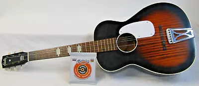 1964 Stella Harmony Parlor Guitar ~ Orig. Chipboard Gator Skin Case New Strings • $325