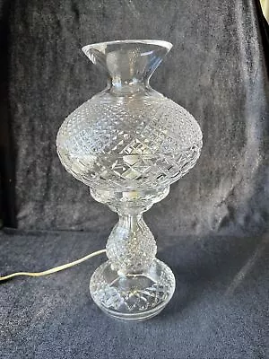 Vintage Waterford Crystal Alana Inishmore Electric Hurricane Lamp 14  Tall #2 • $399.99