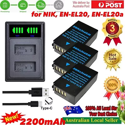 3X EN-EL20 2.2A WSPICTURE Battery +Charger For Nikon EN-EL20a Coolpix P950 P1000 • $77.10