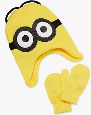 Despicable Me Minions Toddler I See Too Beanie And Mitten Yellow Beanie • $19.89