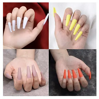 24/100pc Matte Ombre False Nails Long Coffin Square Press On Full Cover Fake Set • £3.45