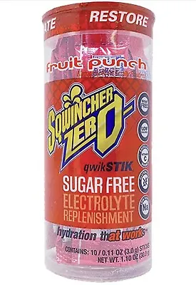 $8.99 • Buy Sqwincher Zero Qwik Stik Sugar Free Drink Mix .11oz, Fruit Punch