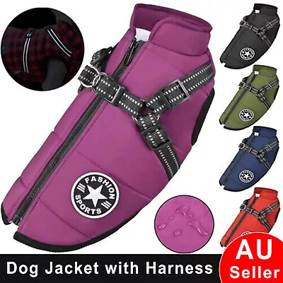 Large Dog Jacket Padded Waterproof Pet Clothes Warm Windbreaker Vest Coat Winter • $22.99