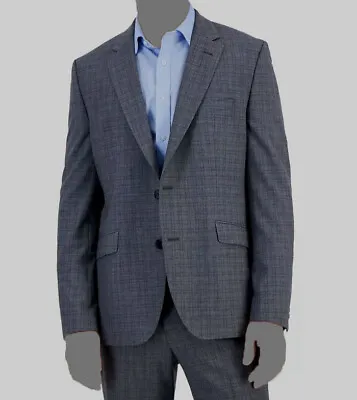 $643 Hugo Boss Men's Gray Plaid 2 Piece Wool Blend Modern-Fit Suit Size 56R • $205.98