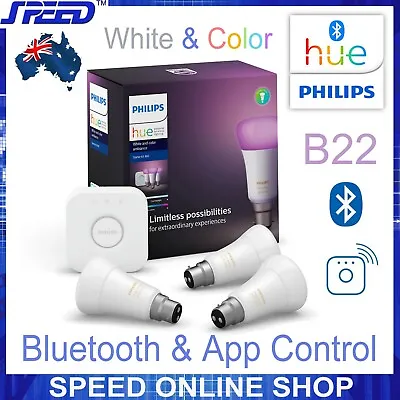 $299 • Buy Philips Hue White & Color Ambiance Starter Kit B22 - Bluetooth/App/WiFi Controls