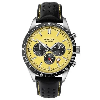 Sekonda Mens Watch 1395 Aviator Chronograph Leather Strap 1395 RRP £89.99 • £79.99