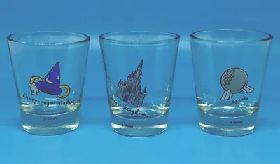 Lot Of 3 Disney Shot Glasses MGM Studios Magic Kingdom Epcot • $16