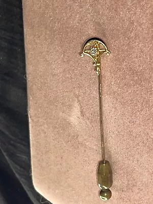 Vintage 10K Yellow Gold And Enameling Diamond Stick Pin - 1g • $41.50