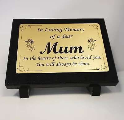 Personalised Black Marble Memorial Grave Plaque Stone Marker For Mum Mother Mam  • £45