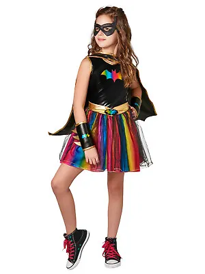 $41.78 • Buy DC Comics Girls Batgirl Deluxe Rainbow Tutu Dress Costume W/Gauntlet/Mask Size S