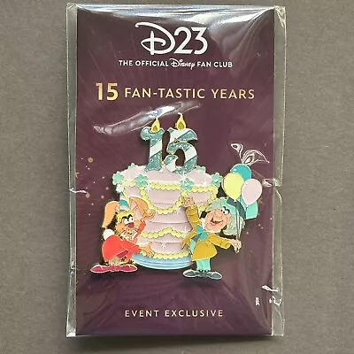 D23 15th Anniversary DEC Disney Mad Hatter March Hare Cake Pin LE 300 • £72.32