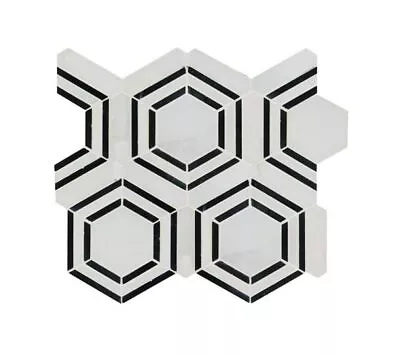 10-PACK MSI Georama Nero 13  X 11  Polished Marble Mesh-Mount Mosaic Tile • $149.99