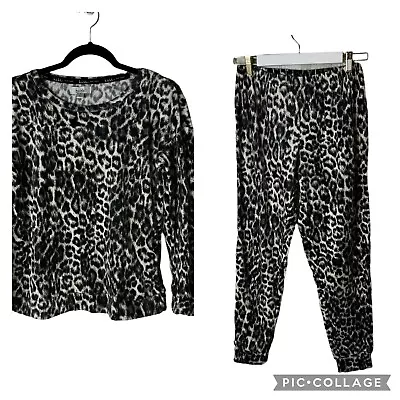 Women’s Nicole Miller Animal Print Pajama Set Brown PJs Size Small Cheetah • $14.95