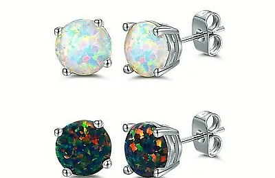 Opal & Mystic Topaz Stud Earrings In Sterling Silver - 2 Ct. Each • $42.25