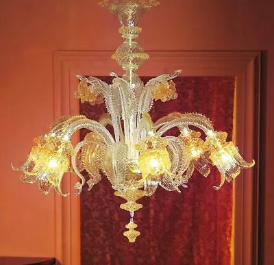 Chandelier Venetian Glass Of Murano Genuine Handmade IN Italy 6 Lights • $2551.47