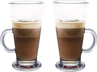 Latte Glass Mugs 250ml Cappuccino Mugs Hot Chocolate Tea Coffee Desert Glasses • £7.95