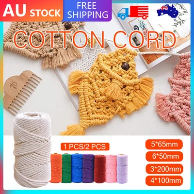 $9.25 • Buy 3/4/5/6mm Macrame Rope Natural Beige Cotton Twisted Cord Artisan Hand Craft AUS