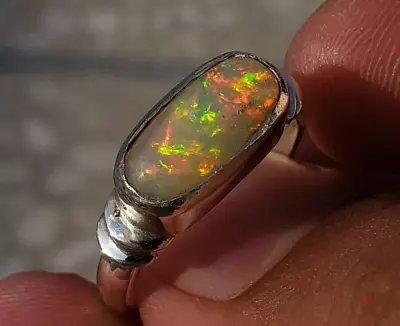 Natural Ethiopian Fire Opal Mens Ring Sterling Silver 925 Artisan Ring For Man • $242.85